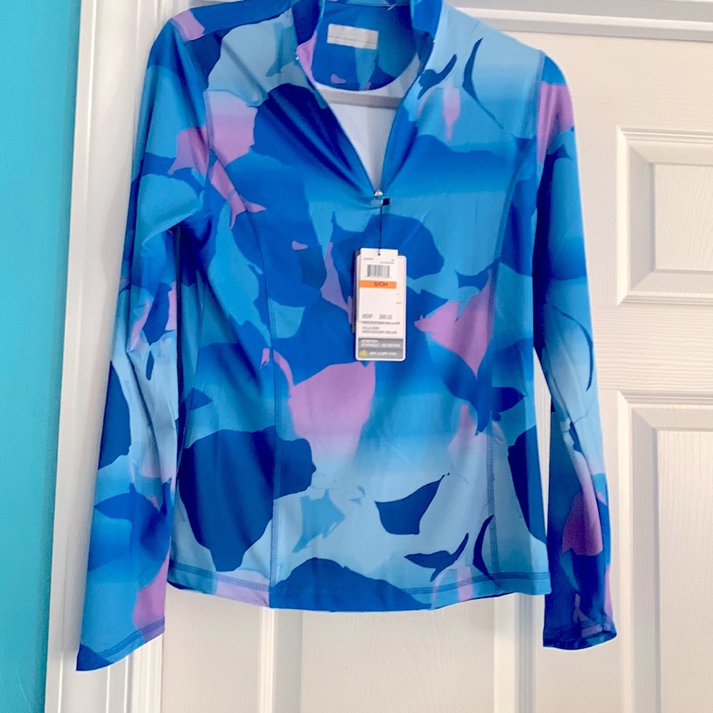 Callaway Abstract Gradient Print Sun Protection Golf Shirt